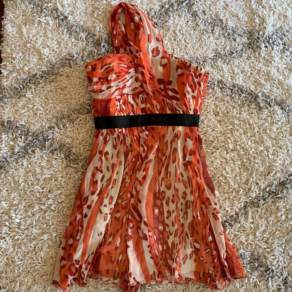 Cynthia steffe leopard print one shoulder dress